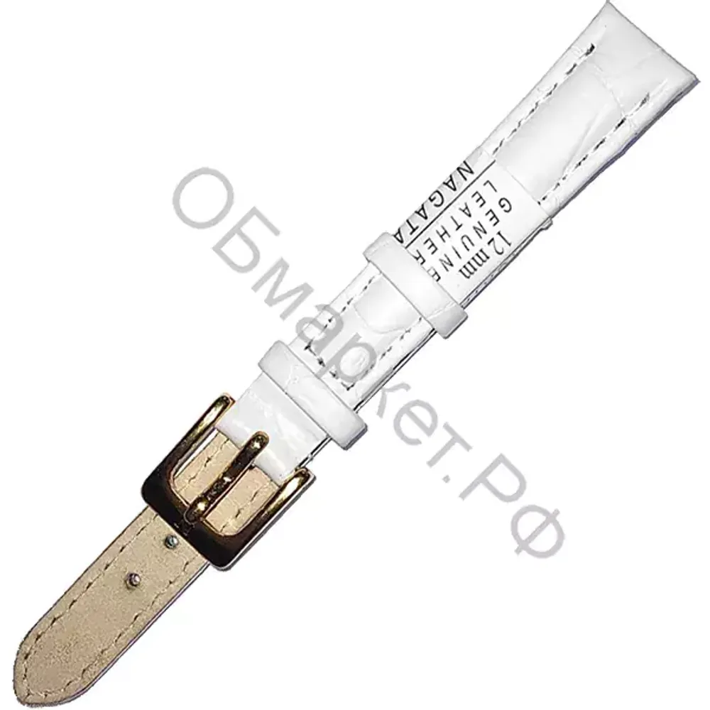 Ремешок для часов Nagata Leather 12мм, белый с тиснением