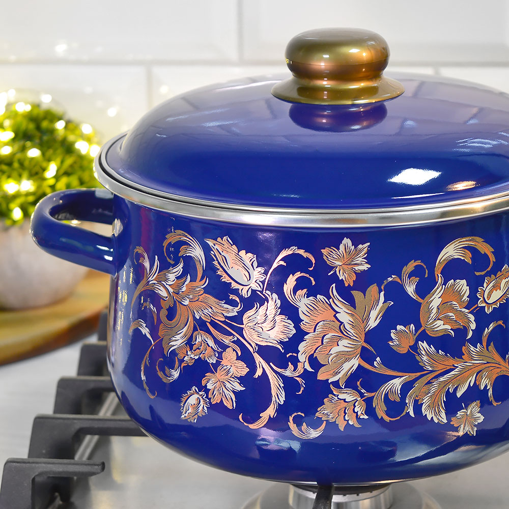 Кастрюля 4л коническая "Драгоценная" синяя