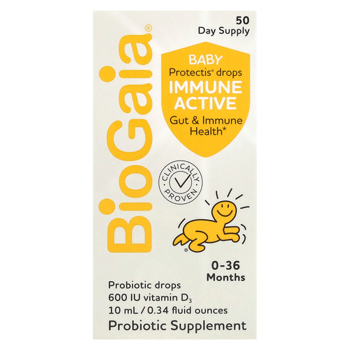 BioGaia, Baby Protectis капли, для иммунитета, 0–36 месяцев, 600 МЕ, 10 мл (0,34 жидк. унц.)