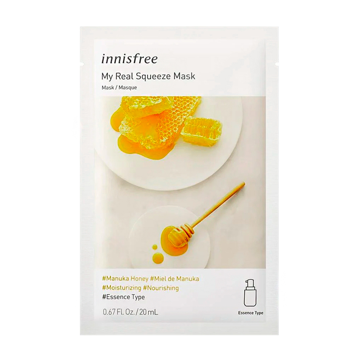 Маска для лица Innisfree My Real Squeeze Mask EX Manuka Honey тканевая на водной основе с экстрактом меда мануки 22 мл