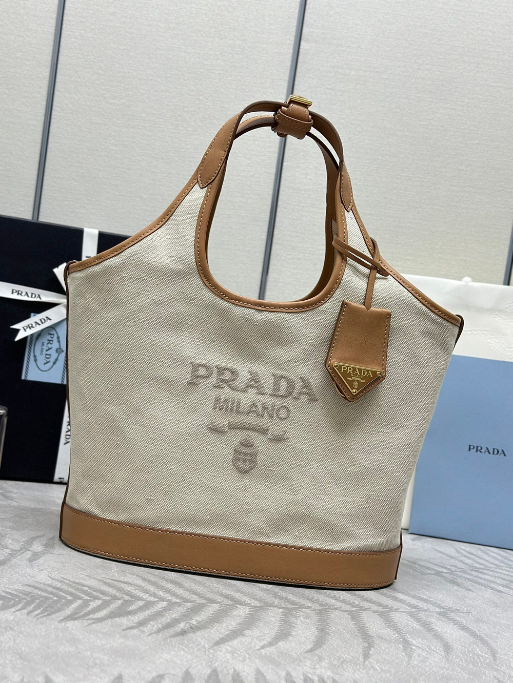 Prada Linen Tote Bag 28 cm