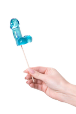 Голубой леденец в форме члена со вкусом блю кюрасао - 80 гр. (Цвет: голубой)