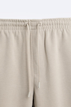 ZARA БРЮКИ EASY CARE С ПОЯСОМ НА ШНУРКЕ, СЕРО-КОРИЧНЕВЫЙ