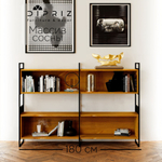 Стеллаж Бьерн из массива сосны с металлическими стенками