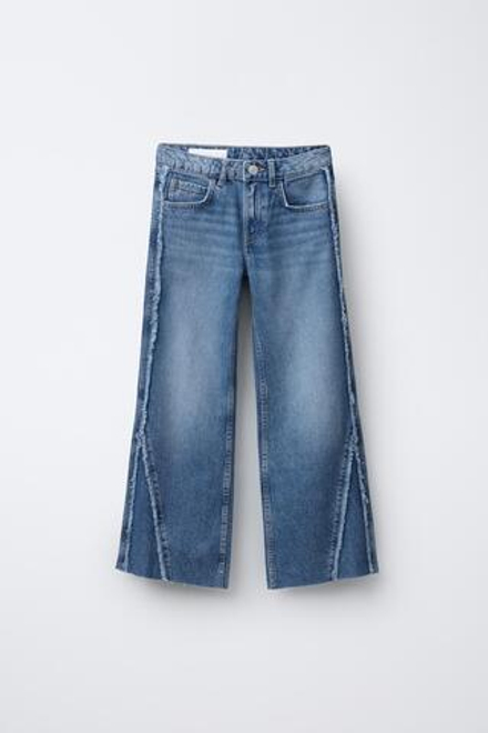 ZARA ДЖИНСЫ BOOTCUT С БАХРОМОЙ, СИНИЙ