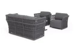 "Лугано" лаунж-зона 5-местная плетеная из роупа (веревки), каркас алюминиевый темно-серый, роуп темно-серый
