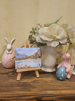 Миниатюра акрилом на холсте 6х8см "Горная река" с мольбертом, авторская ручная работа