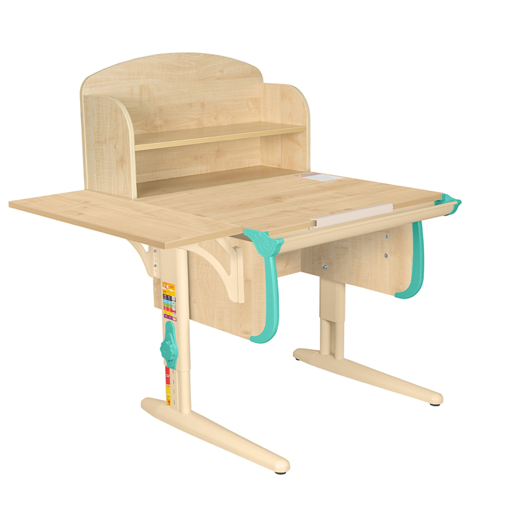 Растущая парта Дэми СУТ 24 с задней закрытой полкой СУТ.34.360 и боковой полкой СУТ.24.230 (1020×880 мм)