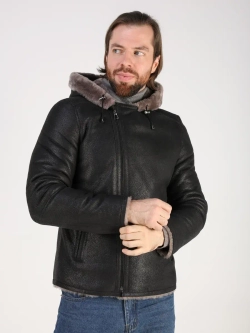 Дубленка зимняя куртка натуральная с капюшоном косуха