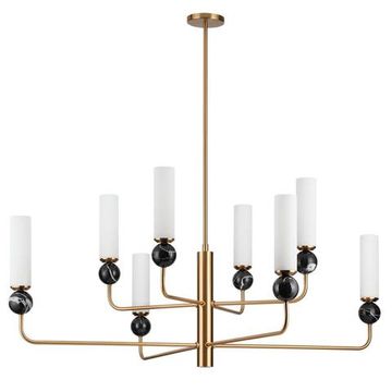 4361/8 MIDCENT ODL26 Люстра под латунь/металл/стекло/черный мрамор IP20 8*E14 40W 220V LOLLA