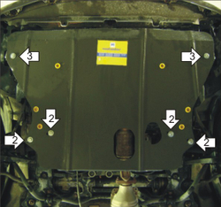 Защита картера Двигателя, КПП. 2 мм, Сталь. для Honda Odyssey 2001-2003 MOTODOR.00811