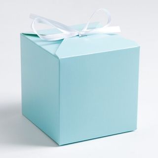 Коробка куб с ЛЕНТОЙ голубая, 10 х 10 х 10 см