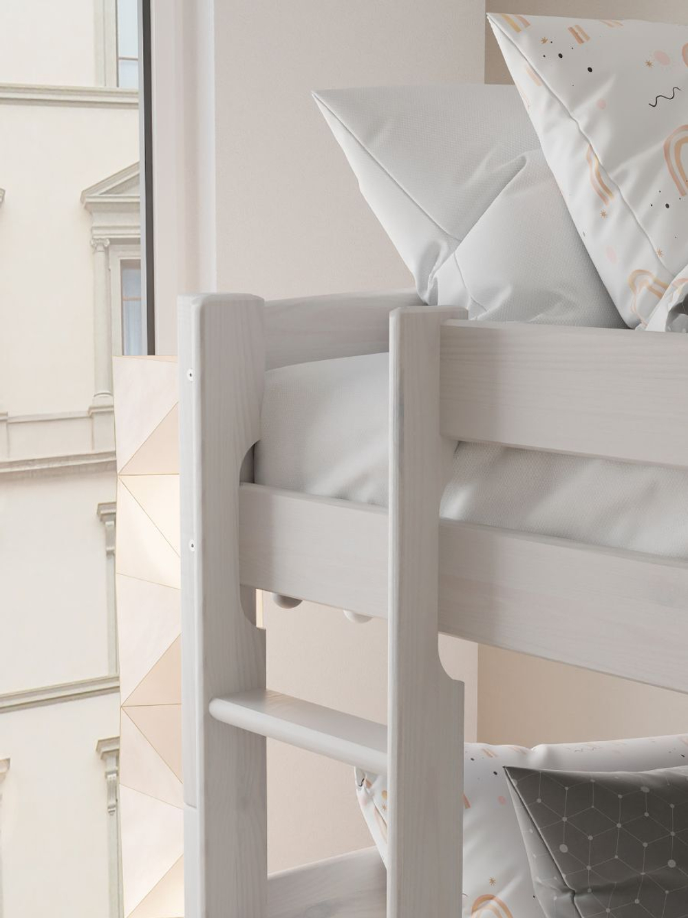 Двухъярусная кровать 90х200 Дана деревянная, белая