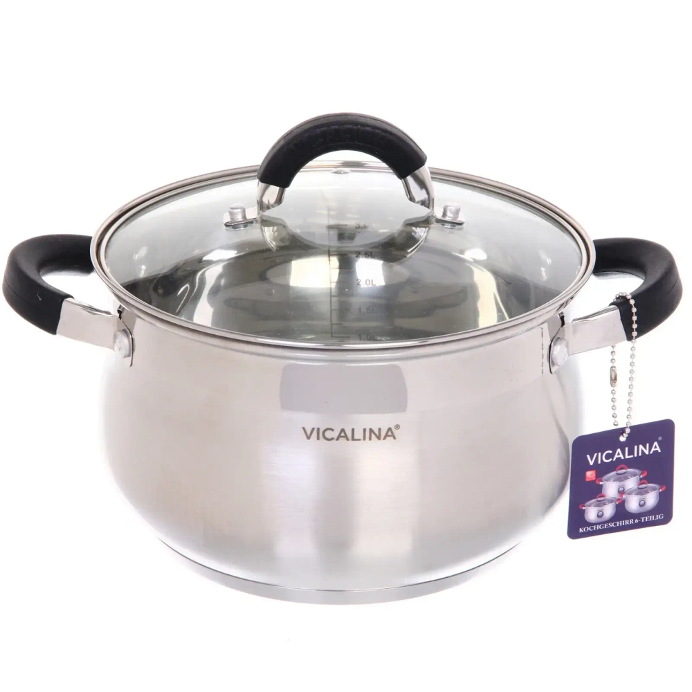 Набор посуды из нержавеющей стали VICALINA 3 предмета (3 кастрюли 2,1л, 2,9л, 3,9л) VL-811