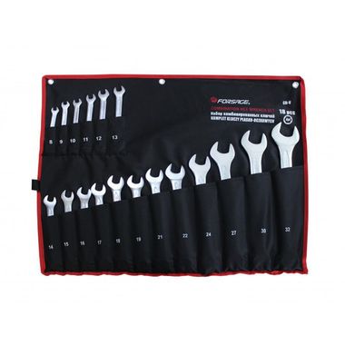 Набор ключей комбинированных Forsage 6гр., 18пр. (8-19, 21, 22, 24, 27, 30, 32мм), на полотне
