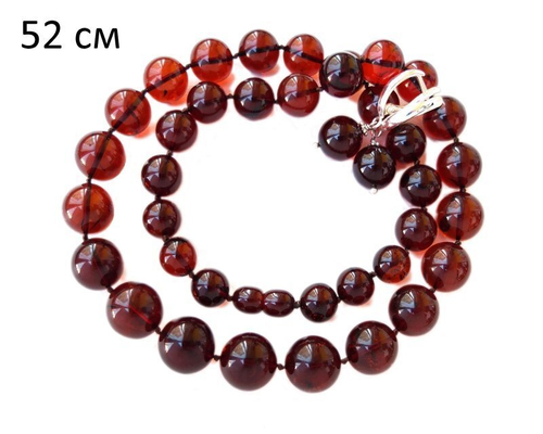 Бусы шары из цельного янтаря цвет вишня