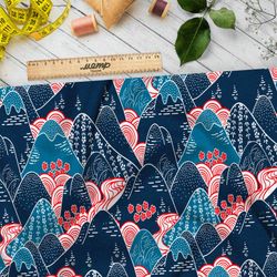 Ткань блэкаут контрастные горы в негативе