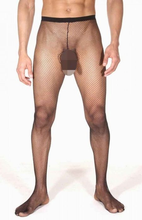 Мужские полупрозрачные колготки в сеточку