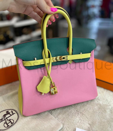 Цветная сумка Hermes Birkin 25 ручной работы