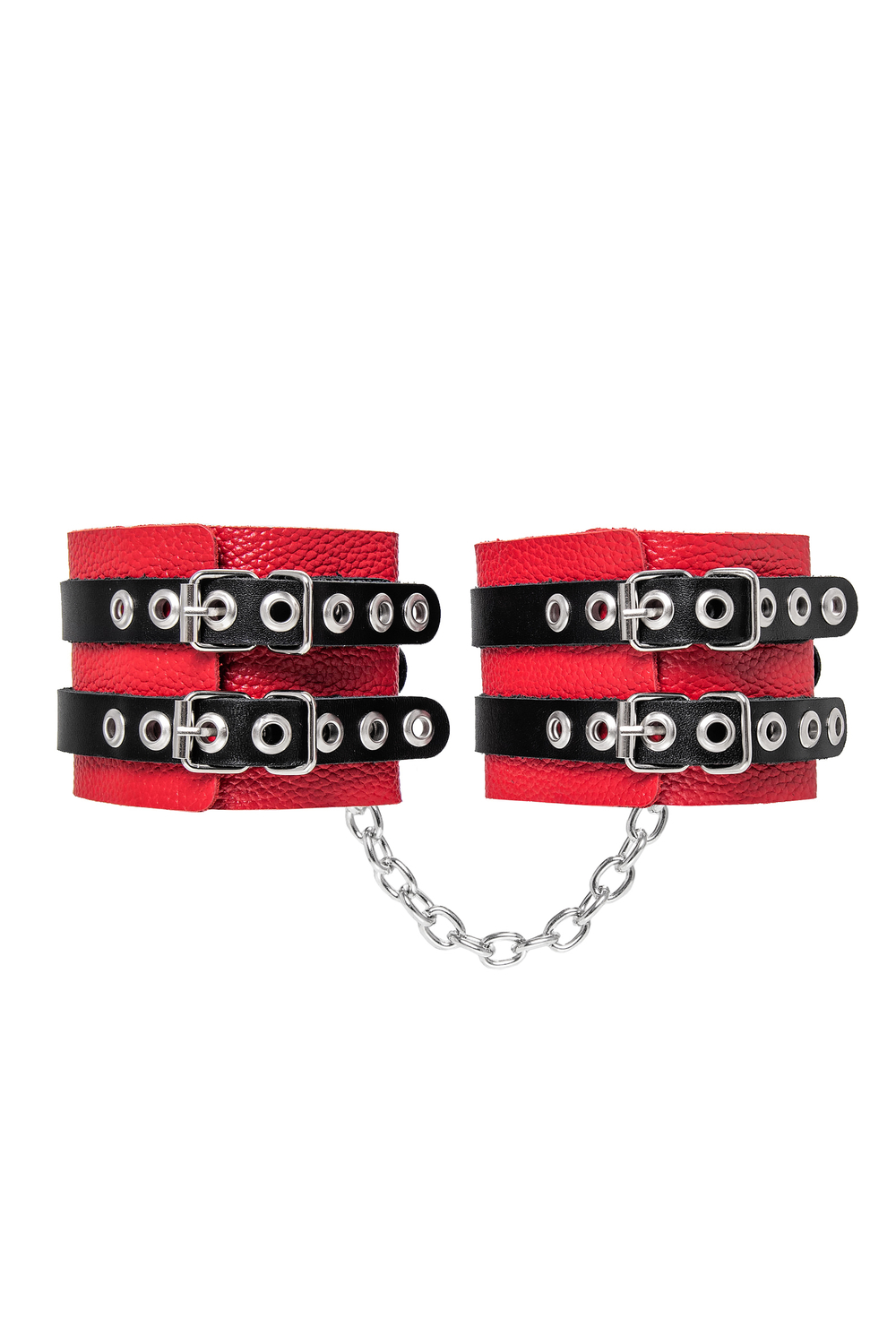 Оковы Pecado с двумя ремешками с люверсами красные 25 см