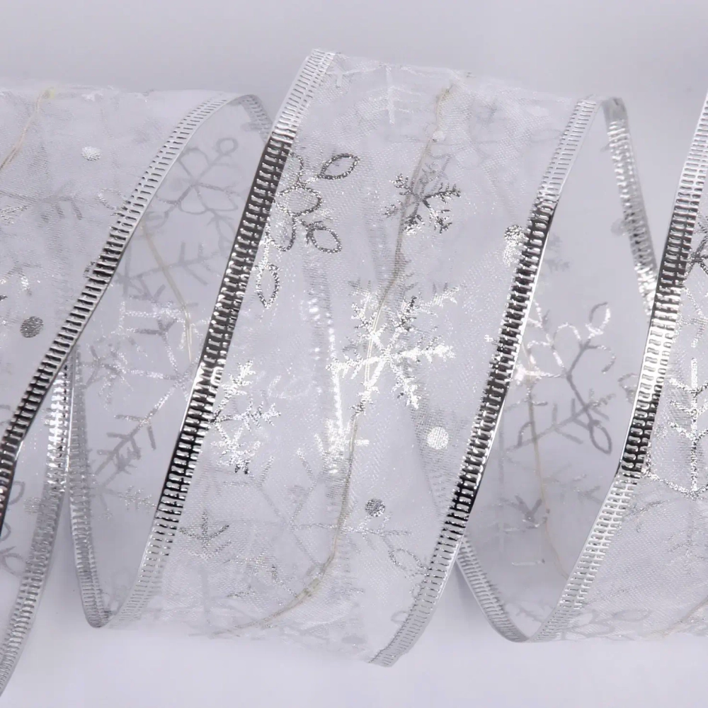 Гирлянда для дома ЛЕНТА ДЕКОРАТИВНАЯ «Снегопад» 2,0 м, 4.5 см, 20 ламп LED (на батарейках), Серебро (подсветка белый)