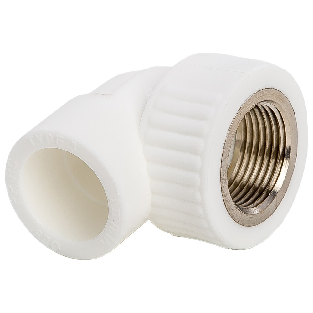 Угольник комбинированный ППР PPRC ВР 25х1/2" Lammin ВН резьба, белый (уп. 20 шт).