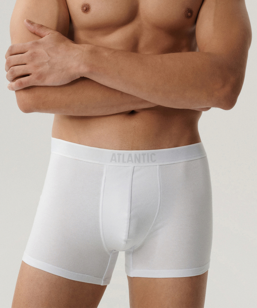 Мужские трусы шорты Atlantic, набор из 3 шт., хлопок, белые, 3MH-011