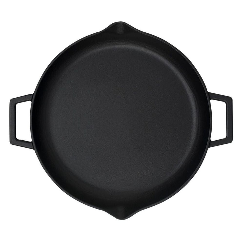 Сковорода 30 см с 2-мя ручками чугун черная ИНДУКЦИЯ LAVA