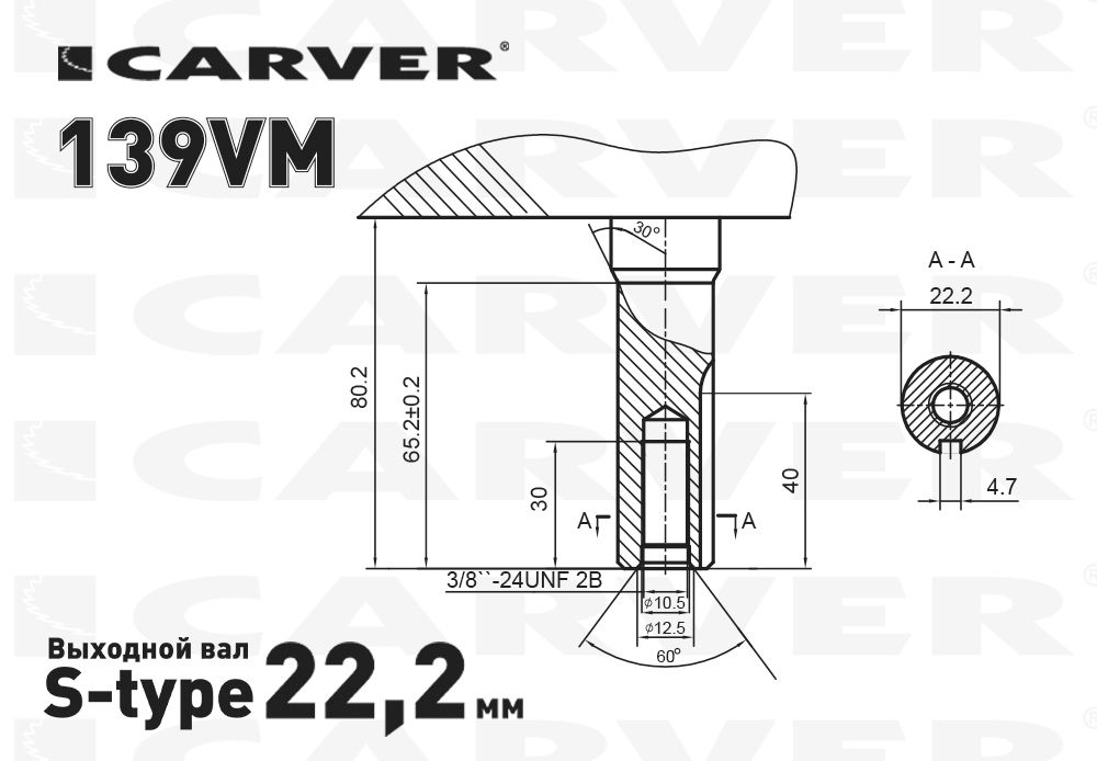 Двигатель  CARVER  139VМ (3,5 л.с.верт. вал d=22, V139 см3, для газонокосилки)