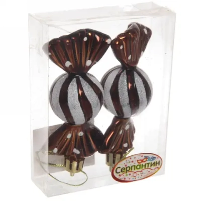 Ёлочные игрушки «Таинственное очарование» Конфетки 8 см (набор 2шт), шоколад
