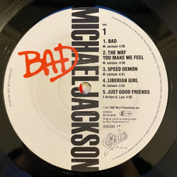 Винтажная виниловая пластинка LP Michael Jackson Bad (Англия 1987)