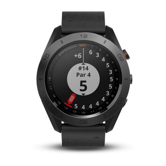 Умные часы для гольфа Garmin Approach S60 Premium чёрные с кожаным ремешком 010-01702-02