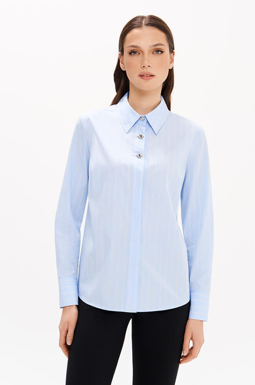 23355 Блузка женская (голубой полоска)