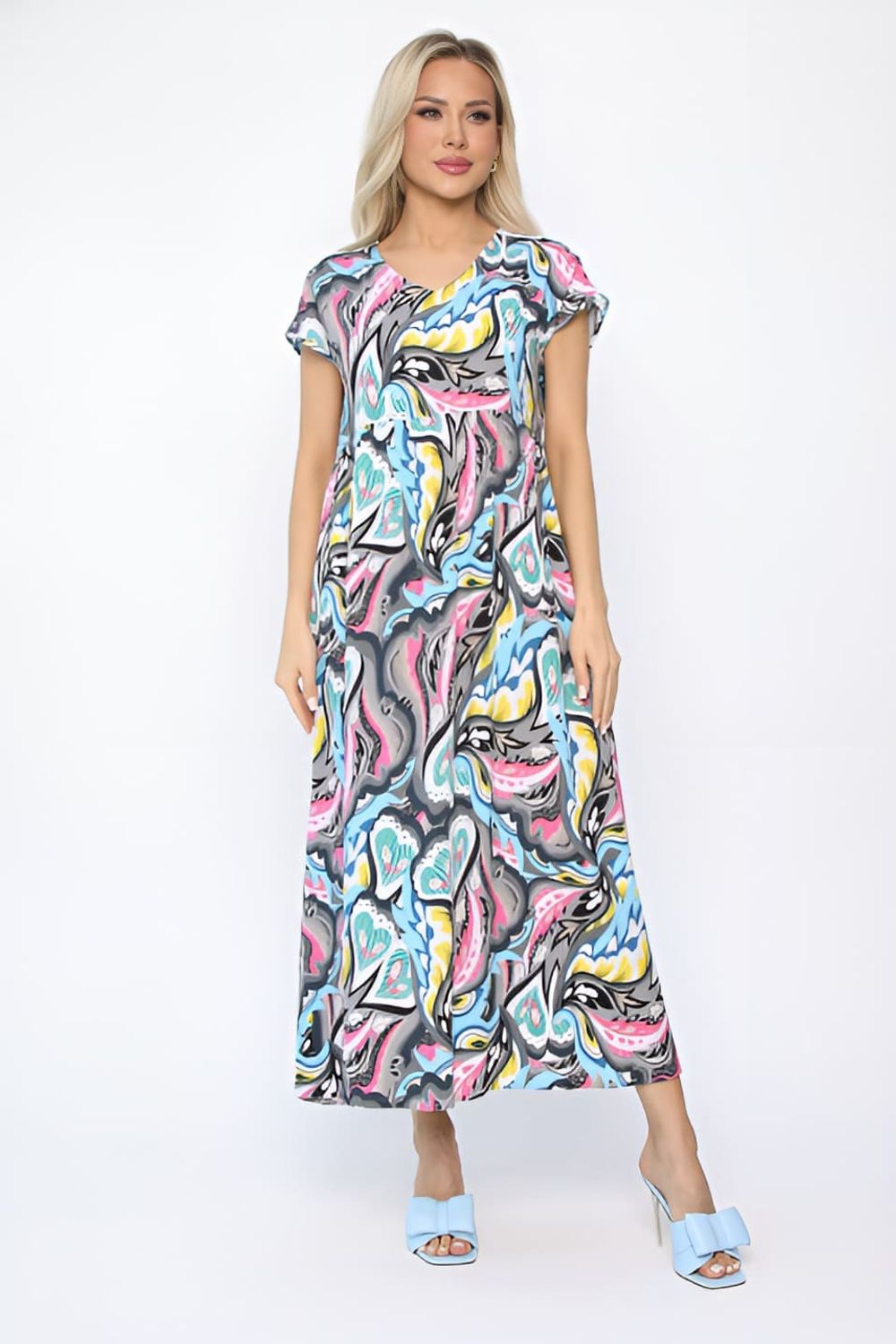 Платье Летние деньки (серо-голубое) П13652-18М LT Collection