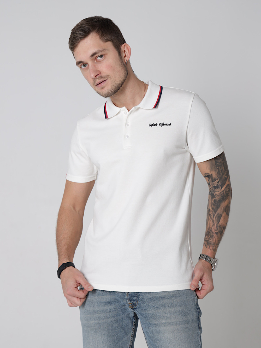 Футболка поло Город Горький молочный молочная