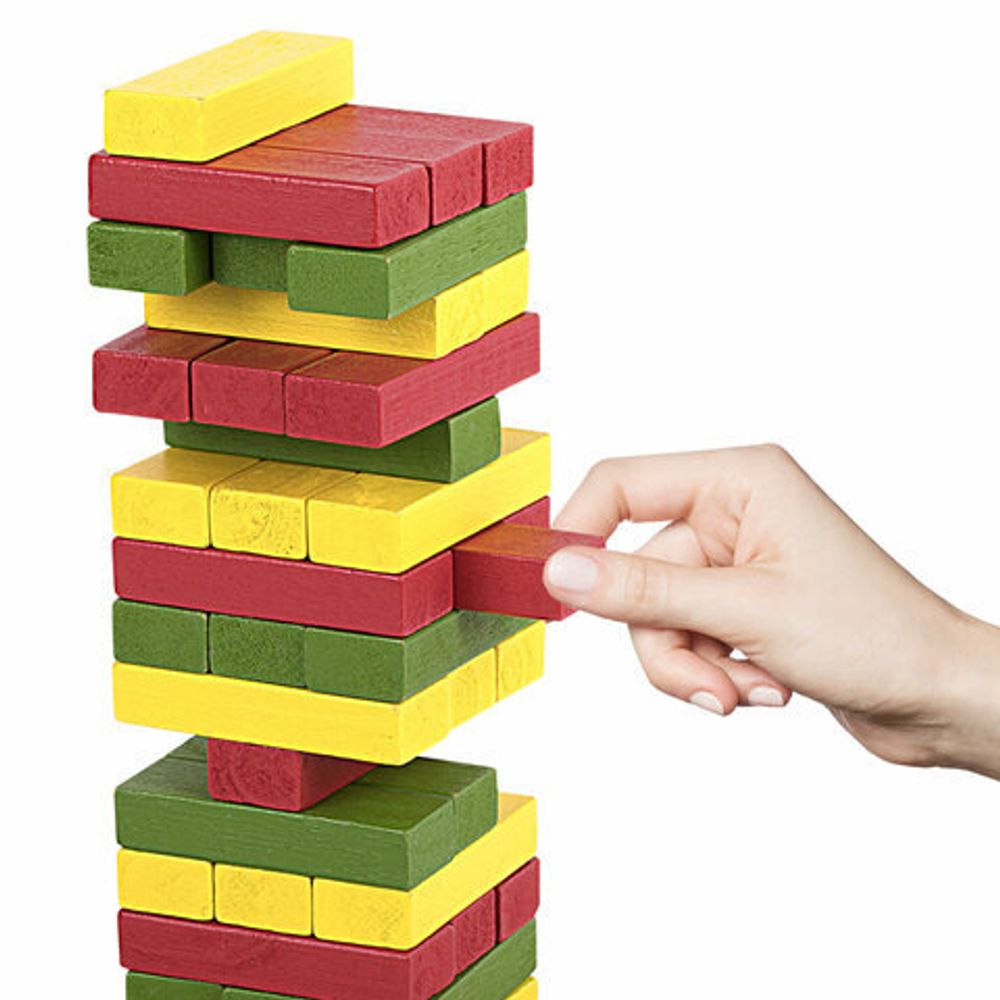 Игра настольная "ЦВЕТНАЯ БАШНЯ", 54 окрашенных деревянных блока + кубик, BRAUBERG HOBBY, 665493