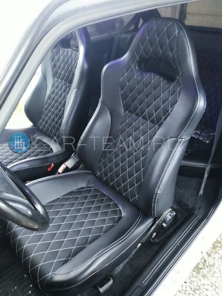 Анатомический комплект для переделки сидений ВАЗ в Recaro (Рекаро) из экокожи "Квадратик боком 4см"