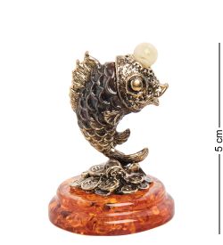 Народные промыслы AM-2216 Фигурка «Рыбка Денежная Фен-Шуй» (латунь, янтарь)