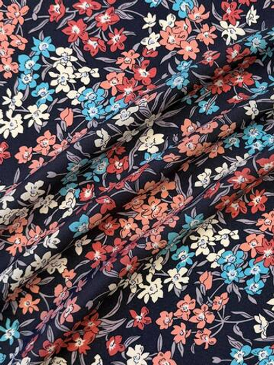 Шелк Liberty темно-серый с разноцветным цветочным принтом Coastal Blossom
