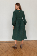 Платье Аврора из фланели для беременных и кормящих, Темно-зеленый с цветами