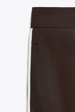 ZARA ПРЯМЫЕ БРЮКИ С ЛАМПАСАМИ, КОРИЧНЕВЫЙ