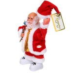 Дед Мороз музыкальный 20 см в красной шубе с колпаком (работает от 3*АА - в комплект не входят)