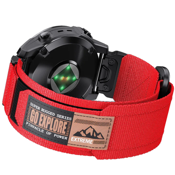 Нейлоновый ремешок 22 мм для Garmin (циферблат 47 мм) QuickFit на липучке (Красный)