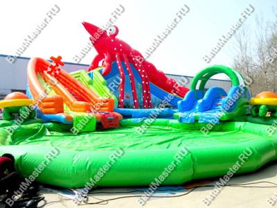 Наземный надувной аквапарк «Аквасфера-2», бассейн с круглым бортом и горкой 27*20*8 м