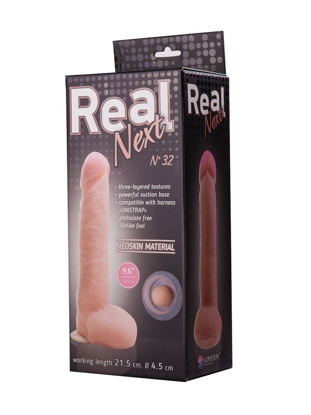 LOVETOY REAL NEXT №32 – большой реалистичный фаллоимитатор из неоскин на присоске, телесный, 24,5 см