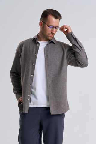 Сорочка мужская ZEER длинный рукав, хлопок 100%, цвет коричневый 59314 07