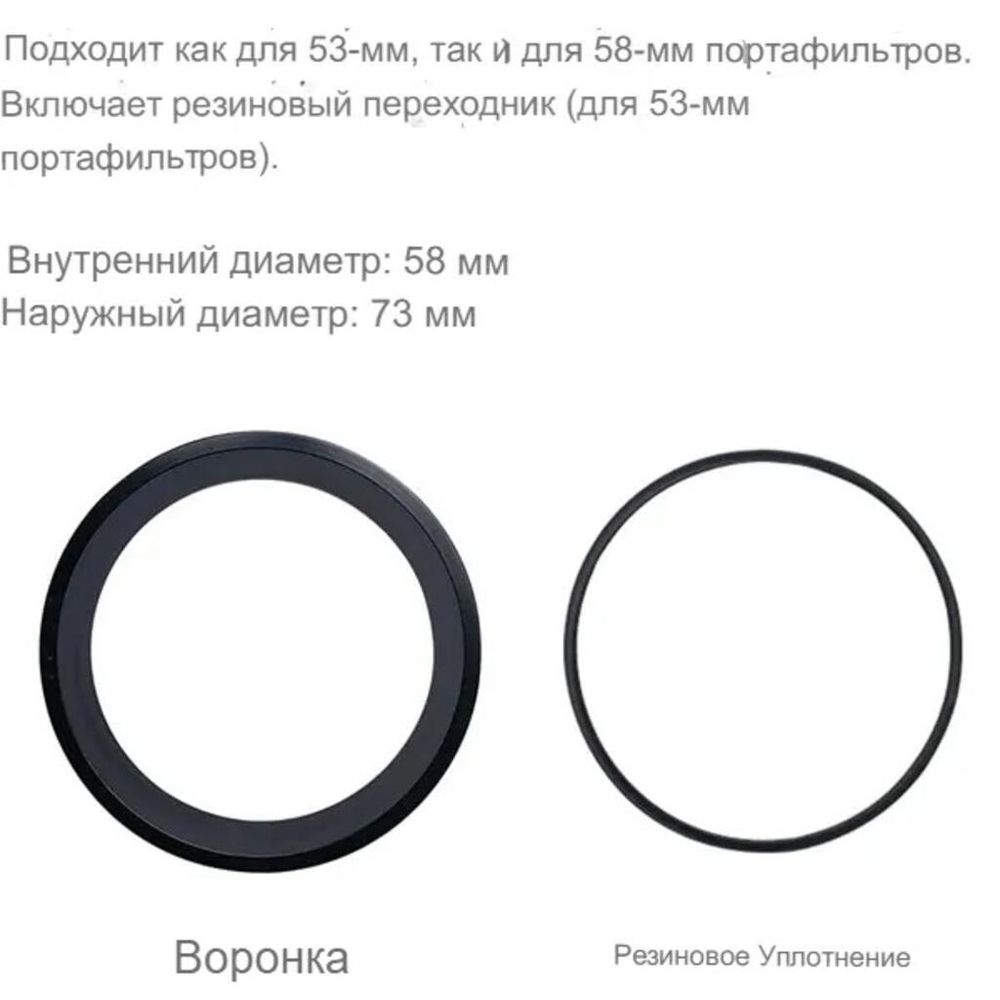 Воронка кольцо для холдера портафильтра d 58 мм черная d 7,5 см h2,9 см алюм. P.L.- Barbossa
