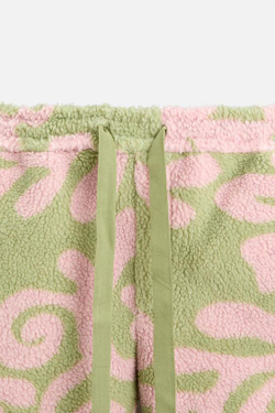 ZARA X NANUSHKA ЖАККАРДОВЫЕ БЕРМУДЫ ИЗ ИСКУССТВЕННОЙ ШЕРСТИ, РОЗОВЫЙ