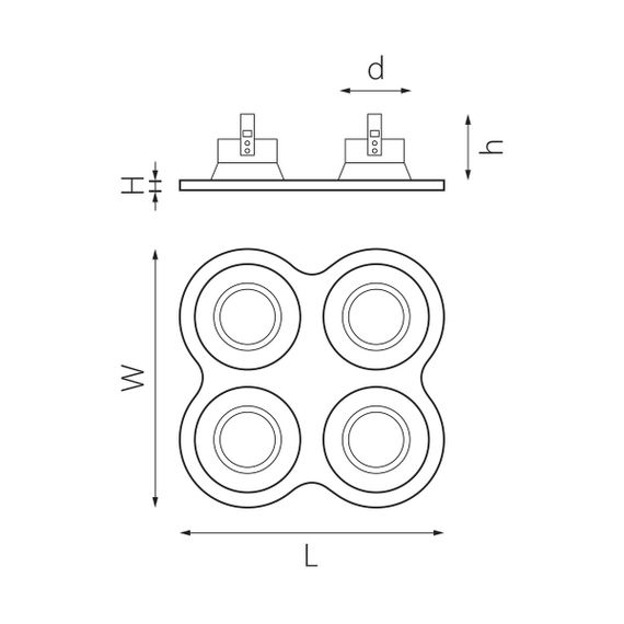 Комплект из светильников и рамки Lightstar Domino Round (214646+214606+214606+214607+214607) D64606060707