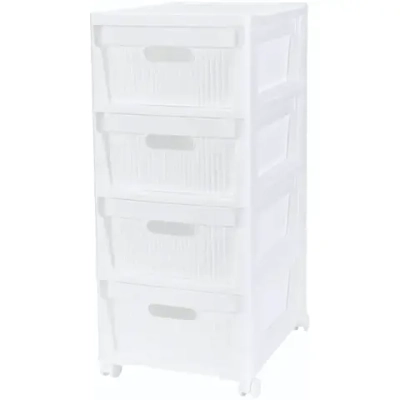 Комод на колесах 4 ящика 30*38,5*69см «VELVET» белый